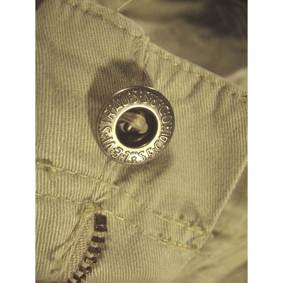 Levis Jeans Womans Capris Small  29 w Cropped Khaki Brown Tan Draw String - Picture 8 of 10